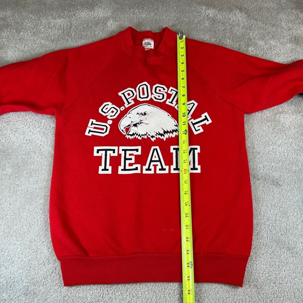 Vintage 80s Fruit of the Loom Sweatshirt Men Medium Red US Postal Team Eagle USA - Picture 11 of 14